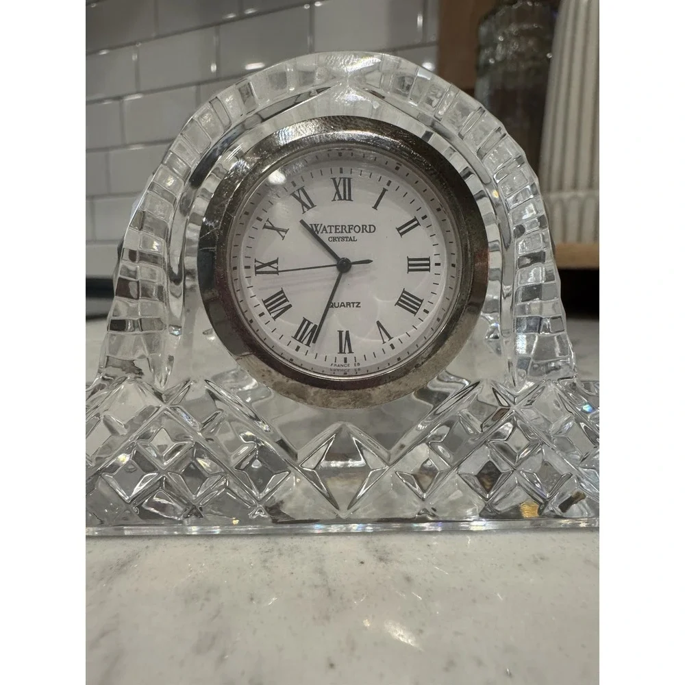 Waterford Crystal Quartz Mantel Or Desk Cloc Lismore Collection 8.5